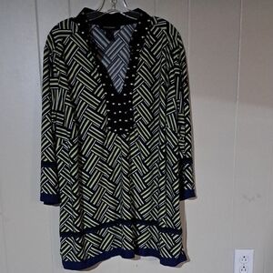 Ashley Stewart Multicolor Geometric Top